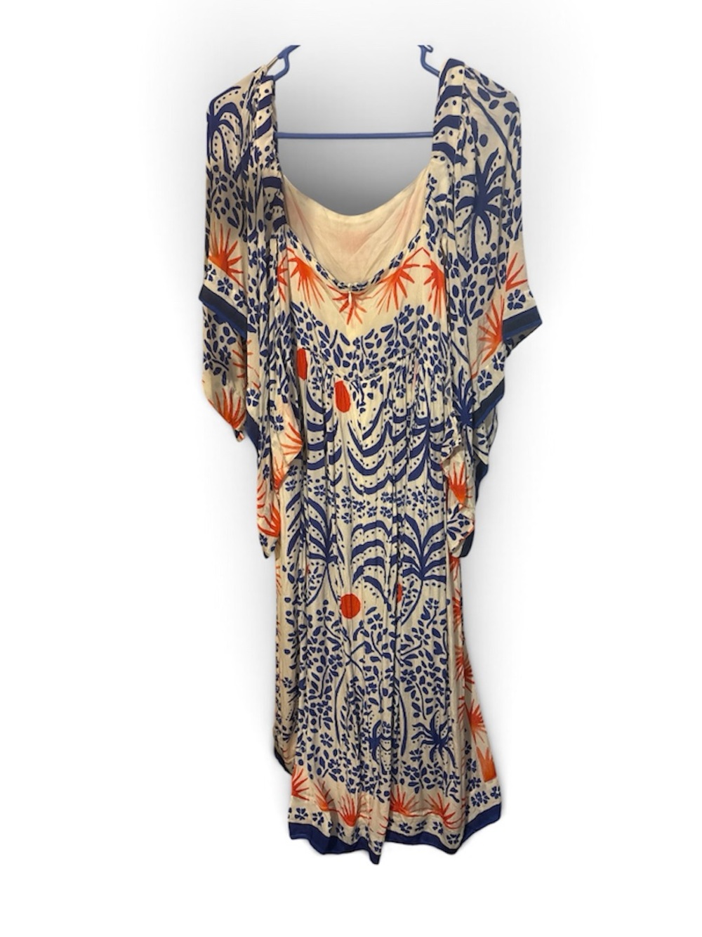 Women’s Farm Rio Floral Print Dress in Cream, Navy & Orange - Picture 2 of 2